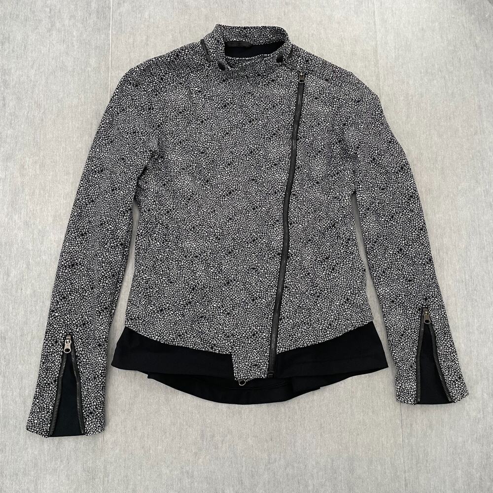 Lululemon Jacket Womens 6 Black Floral Busta Move Moto Peplum Full Zip Ladies